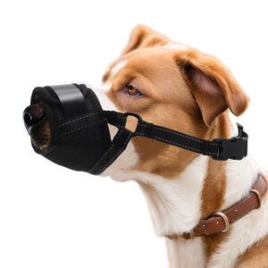 Breathable Soft No Barking Bite Mesh Muzzle for Small Sized Dogs, L, Black